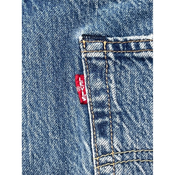 Levi Strauss premium Big E 505 Regular Jeans Mens W38 L30 Blue Distressed Denim - Picture 6 of 10